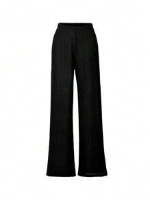 EMERY ROSE 3pcs/Set Women Solid Color Long Sleeve Top And Long Pants With Suspendersspring Clothes - Black - View 5