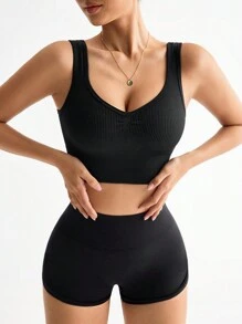 SHEIN Sport Studio Seamless Solid Color Sports Vest, Minimalist & Fashionable For Casual Everyday Wear