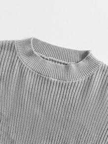 SHEIN Tween Girls Solid Color Round Neck Drop Shoulder Long Sleeve Sweater, Autumn/Winter