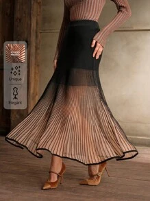 Anewsta Falda plisada de estilo ombré de punto, de cola de pez, ideal para atuendo de fiesta de moda para Año Nuevo