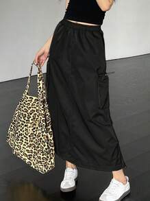 FRIFUL Casual Women's Drawstring Pocket Skirt, Cargo Style Style