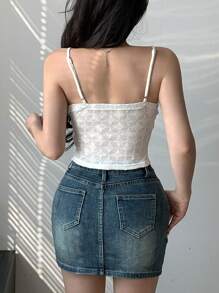 DAZY Blusas Regata Femininas Casuais Versáteis Minimalistas de Cor Sólida Texturizada para Sair, Top Halter - Branco - Visão 2