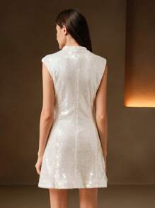 Anewsta 女士中长休闲连衣裙，简约时尚，适合日常穿着 - 白色 - 查看 2