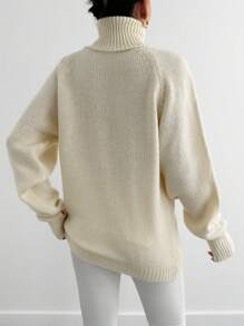 RueChic Turtleneck Raglan Sleeve Sweater - Apricot - View 2
