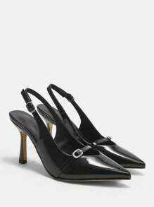 CUCCOO CURVES Scarpin de Salto Alto Bico Fino Versátil e Estiloso, Tamanho Especial - Preto - Visão 2