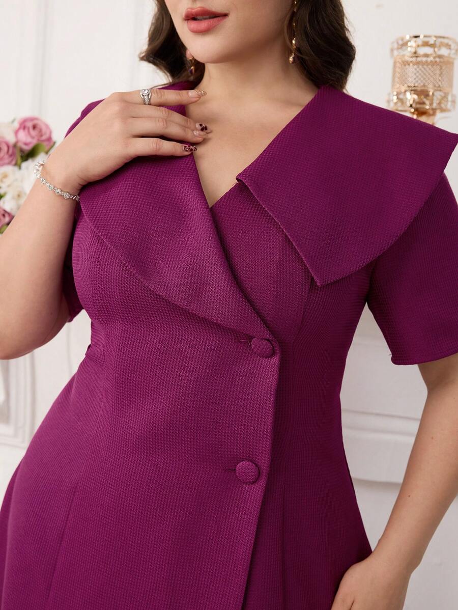 Modelyn Plus Size Plain Casual Simple Style Daily Wear Dress - Hot Pink - View 1