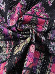 ROMWE MEN Prep Men's Virgin Mary Jersey Sports T-Shirt, Short Sleeve, Summer, With Mesh Fabric Patchwork