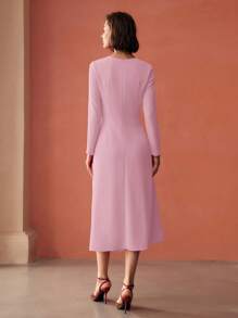 MOTF PREMIUM 褶皱拉链连衣裙 - 粉色 - 查看 3