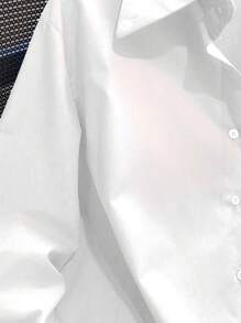 SHEIN Clasi Lekka, oversize'owa damska biała koszula casualowa z kryształkami, wiosna/jesień - Biały - Zobacz 4