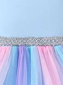 Tween Girls Rainbow Halter Dress, Princess Light Formal Dress For Summer - Baby Blue - View 7
