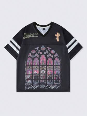 Prep T-shirt de sport pour hommes, manches courtes, pour l'été, avec patchwork en tissu maillé
