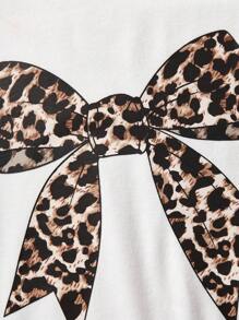 SHEIN Leap Crew Ensemble top à manches courtes et mini-jupe imprimé léopard mode décontractée pour jeune fille - Multicolore - Voir 4