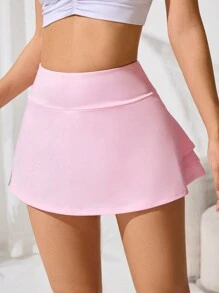 SHEIN Sport Studio Yoga Workout Criss-Cross Front Split Midi Skirt