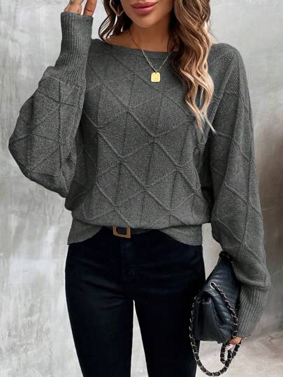 EMERY ROSE Casual Women's Batwing Sleeve Sweater,Long Sleeve Tops Knit Pullover Fall Winter Outfit