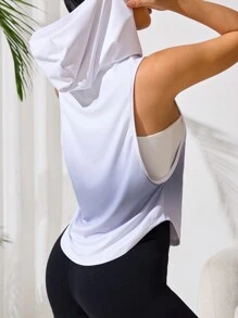 Easithlete Casual Ombre Hooded Sleeveless Sport Sweatshirt, Gym Top - Multicolor - View 2