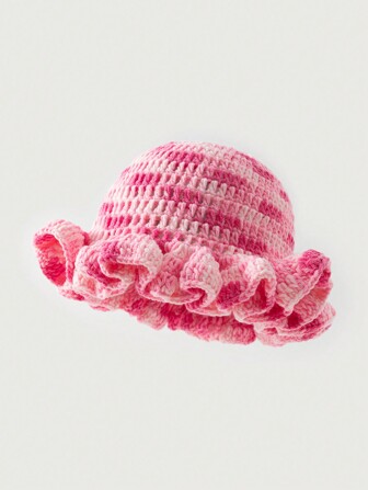 Hand-Crocheted Women's Tie-Dye Wave Rim Knitted Knit Hat