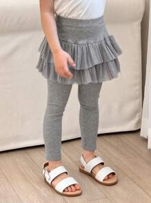 Dazy Kids Kleine Mädchen Mesh Splice Rock-Hose, Mädchen Herbstbekleidung, Strumpfhose in Kleingrößen - Grau - Übersicht 7
