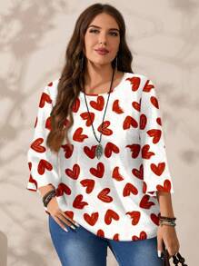 EMERY ROSE 休闲简约印花加大码圆领七分袖衬衫，适合秋冬季穿着 - 彩色 - 查看 6