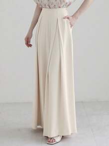 DAZY Pantaloni larghi e morbidi di colore unito ed eleganti per le donne, bianchi, adatti per l'ufficio e il casual, per tutte le stagioni