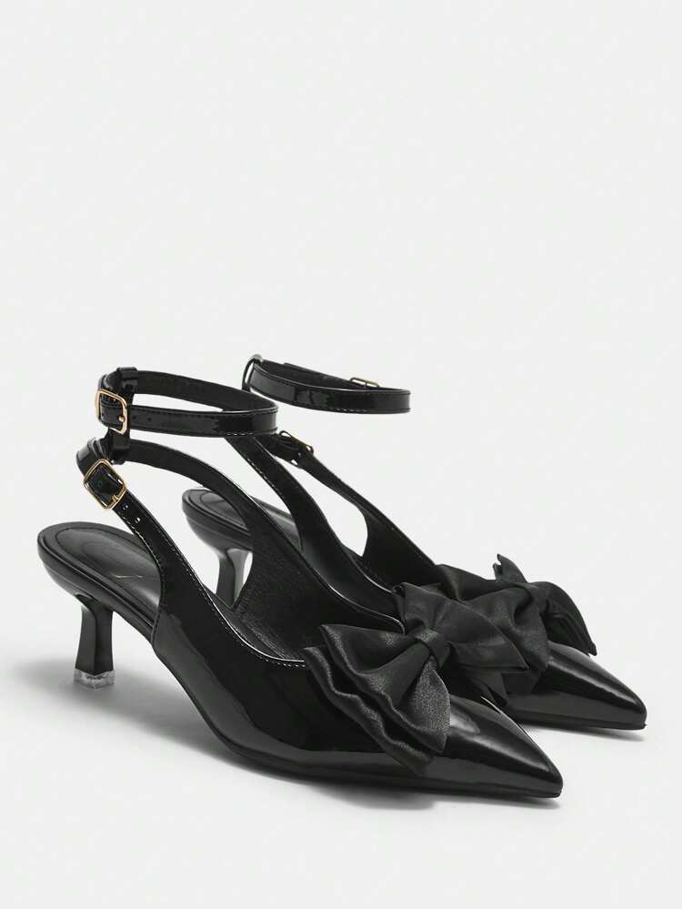 CUCCOO CURVES Wide Fit, High Heel, Pointed Toe Buckle Decor Slingback Pumps Spring Shoes Spring Break Easter