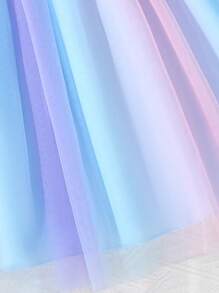 Tween Girls Rainbow Halter Dress, Princess Light Formal Dress For Summer - Baby Blue - View 6