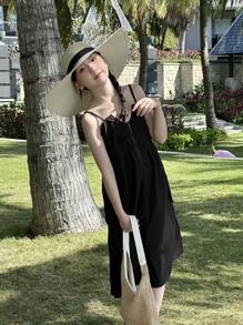 DAZY Tween Girls Sleeveless Woven Spring/Summer Dress, Tween Girl Fall Clothes - Black and White - View 7