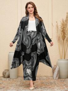 SHEIN Maternity 2pcs/Set Printed Fashion Cardigan & Cropped Pants - Multicolor - View 4