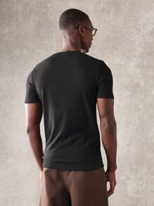 SUMWON Ribbed Muscle Fit Crew Neck Tee - Black - View 2