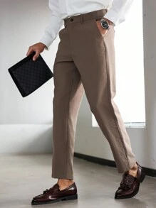 Manfinity AFTRDRK Men Casual Pants, Minimalist & Fashionable, For Everyday Wear Suits Pants - Khaki - View 4