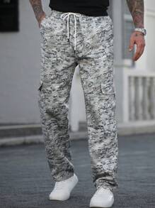 Manfinity Homme Pantalones casuales de hombre con bolsillos cargo y estampado de camuflaje - Verde - Ver 6