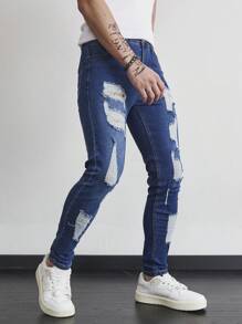 Manfinity LEGND Jeans de mezclilla casual y sencilla para uso diario para hombres - Lavado ligero - Ver 4