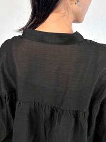 FRIFUL Women's Casual Bowknot Loose Blouse Long Sleeve Top