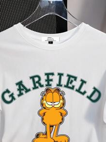 GARFIELD X SHEIN Casual Loose Fit Round Neck Short Sleeve Women T-Shirt, Suitable For Summer