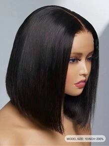 ALL READY WIG Peruka typu Bob, wstępnie wybielona, wstępnie oskubana, wstępnie przycięta, koronkowa, topliwa, 6x5, bez kleju, prosta, do noszenia i zamykania, 100% ludzkich włosów, 9AM HAIR