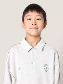 SUMWON 青少年运动套装 拉链领训练学校运动服两件套运动服秋冬健身休闲日常运动套装 - 淺灰色 - 查看 5