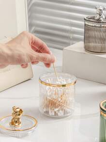 1 pièce Porte-écouvillon de nettoyage de luxe pour la maison avec couvercle, boîte de rangement anti-poussière, décoration de salle de bain estivale, organisateur de maquillage