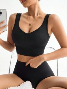 SHEIN Sport Studio Seamless Solid Color Sports Vest, Minimalist & Fashionable For Casual Everyday Wear