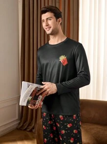 Casual Comfortable Men Loungewear Set - Black - View 4