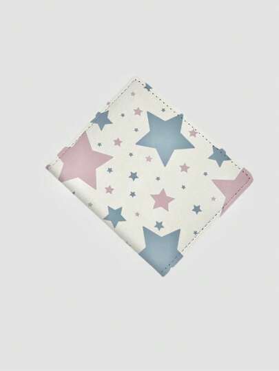 Kawaii Süßer, leichter und kompakter Multi-Funktions ID-Kartenhalter mit Sternendruck für Damen, Mini-Geldbörse, Portemonnaie, Kartenetui