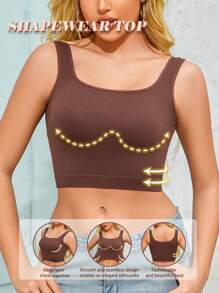 1 pieza Prenda moldeadora de mujer tipo top sin costuras cómoda de una sola capa