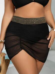 Swim Lushoire Zwart & Goud Lint Splice Mesh Cover-Up Voor Vrouwen Met Een Maatje Meer