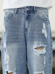 Manfinity Homme Loose Fit Men Ripped Washed Jeans