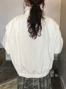 FRIFUL Women's Solid Color Casual Jacket, Stylish Everyday Wear - Beige - View 7