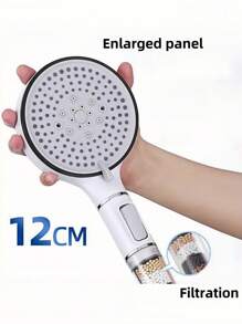 1 个 12 厘米直径 ABS 材质 5 速增压淋浴喷头大面板电镀表面过滤器软化硬水健康清爽沐浴 - 彩色 - 查看 2