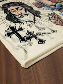 Camiseta casual de manga corta cuello redondo con estampado de letras y números para hombres - Multicolor - Ver 5