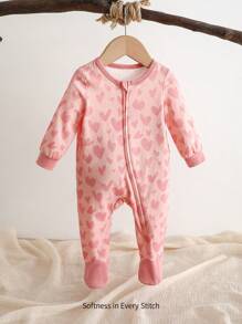 Cozy Pixies Newborn Baby Girl Cute Heart Pattern Knitted Soft Round Neck Long Sleeve Romper With Pants, Valentine's Day Outfit, Valentine's Gift