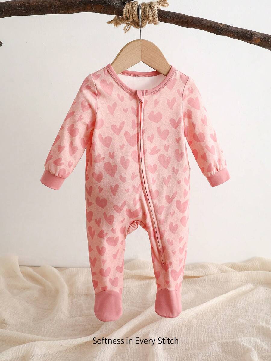 Cozy Pixies Newborn Baby Girl Cute Heart Pattern Knitted Soft Round Neck Long Sleeve Romper With Pants, Valentine's Day Outfit, Valentine's Gift