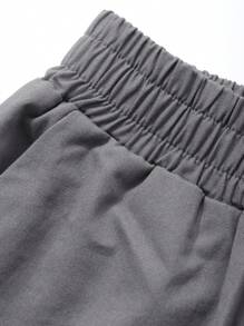 DAZY 青少年女孩休闲日常长裤，简约风格，秋季、冬季返校服装 - 深灰色 - 查看 6