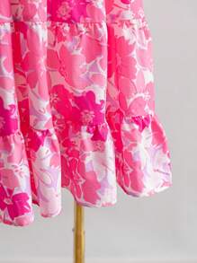 Soleia Plus Size Women Boho Floral Print Romantic Bowknot Cami Dress With Cinched Waist And A-Line Silhouette, Spring, For Summer,Beach Dress Sundress,Holiday Outfits