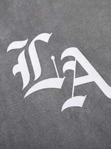 Manfinity Homme Plus Size Men's Letter Print Round Neck Short Sleeve Casual T-Shirt